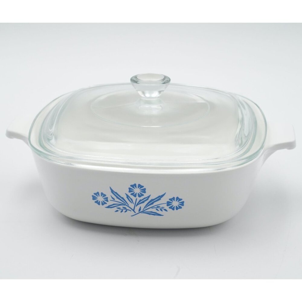 Corning Ware Blue Cornflower P-1-B 1-Qt Square Casserole with Lid P-7-C USA